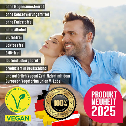Vegan All-in-One Tropfen - Vitamin B12+B2+B6+B9 Folsäure + Zink + Eisen + Selen + Natrium + Kalium + Jod - Komplex mit natürlichem Tropical Fruchtgeschmack (20ml = ca. 4 Monats-Vorrat)